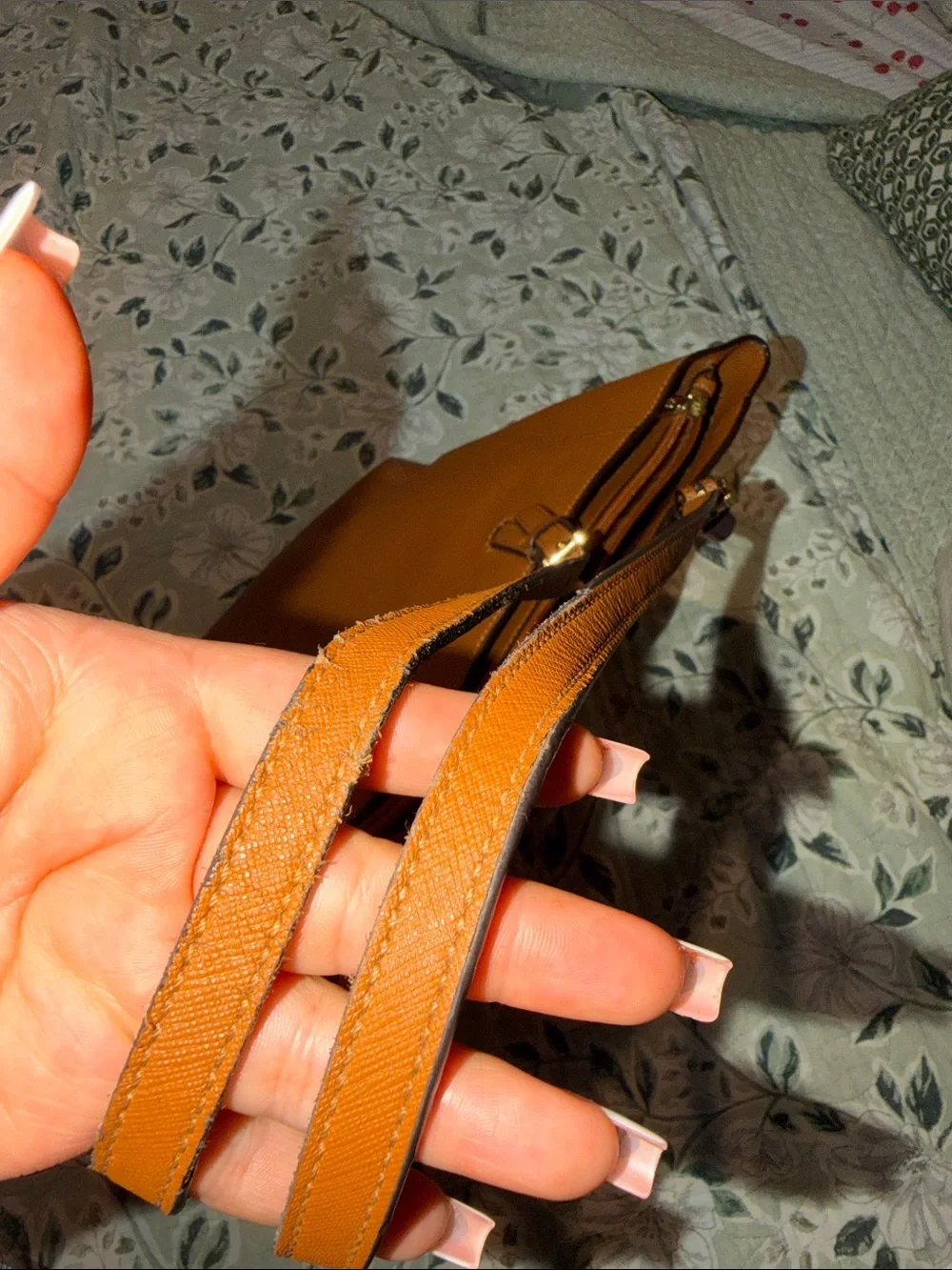 Tory Burch Cognac Leather Tote with Gold Logo